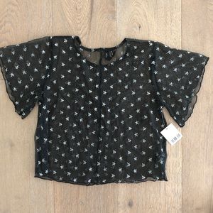 Urban Outfiters Mesh Black top with silver stars!